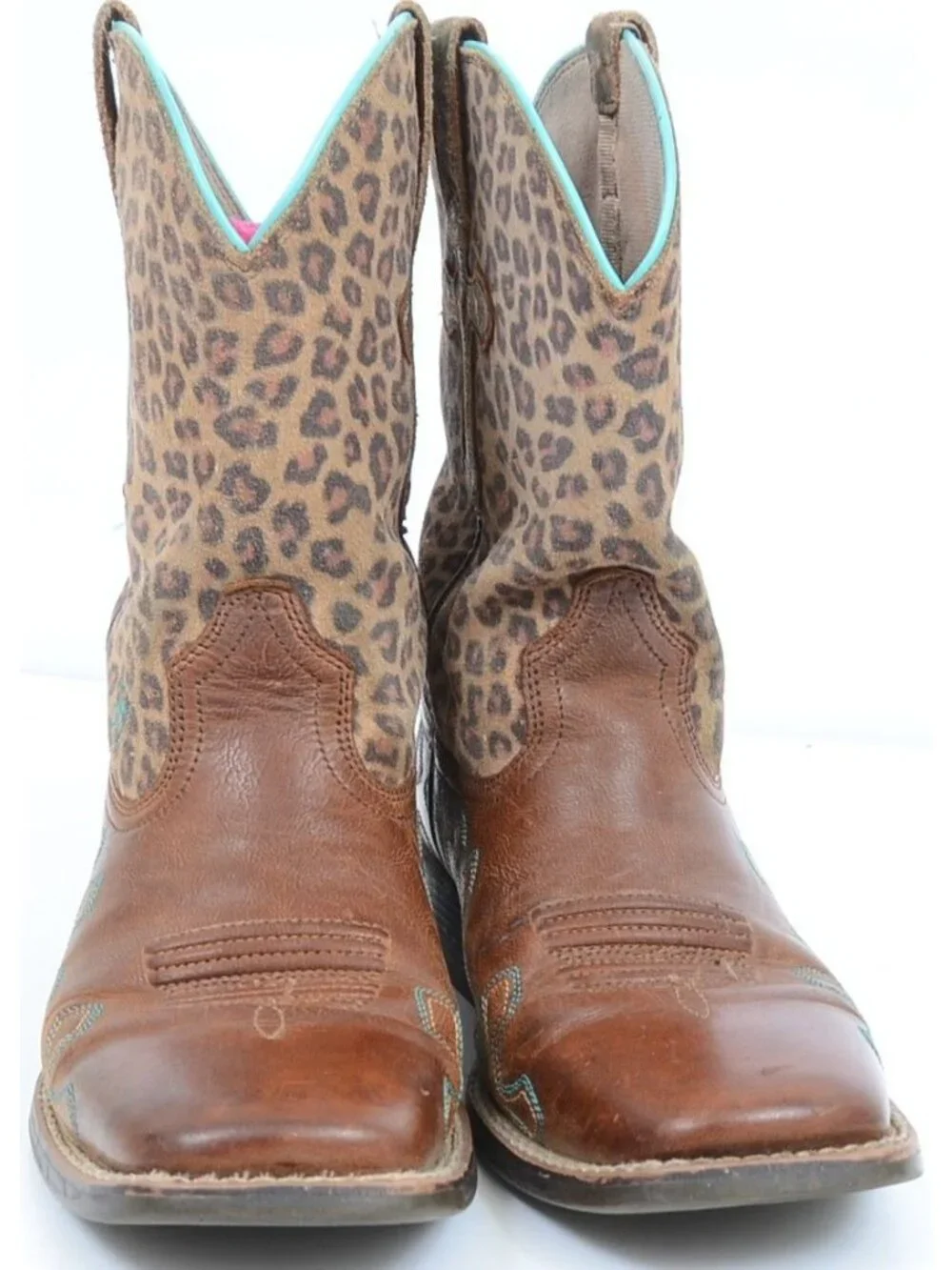 Ariat Children's Size 3 Crossroads Leopard Print Suede Leather Cowgirl Riding Bo
